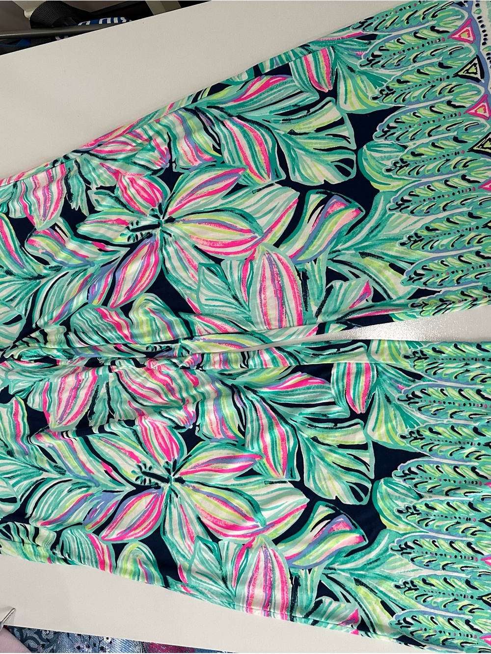 Tropical Floral  Top and Wide Leg Pants - Mint, Navy & Pink. - Picture 9 of 14
